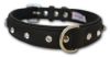 Angel Pet Supplies - Athens Leather Rhinestone Bling Dog Collar - Midnight Black - 22" X 1" 