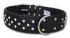 Angel Pet Supplies - Athens Leather Rhinestone Bling Dog Collar - Midnight Black - 30" X 2" 