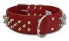 Angel Pet Supplies - Amsterdam Leather Spiked Multi-Line Dog Collar - Valentine Red - 26" X 2" 