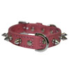 Angel Pet Supplies - Rotterdam Leather Spiked Single-Line Dog Collar - Bubblegum Pink - 12" X  5/8" 
