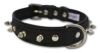 Angel Pet Supplies - Rotterdam Leather Spiked Single-Line Dog Collar - Midnight Black - 18" X 3/4" 