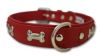 Angel Pet Supplies - Rotterdam Leather "Bones" Dog Collar - Valentine Red - 16" X 3/4" 