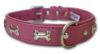 Angel Pet Supplies - Rotterdam Leather "Bones" Dog Collar - Bubblegum Pink - 22" X 1" 