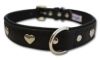 Angel Pet Supplies - Rotterdam Leather "Hearts" Dog Collar - Midnight Black - 22" X 1" 