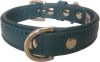 Angel Pet Supplies - Alpine Leather Padded Dog Collar - Ocean Blue - 16" X 3/4"