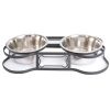 Iconic Pet - Heavy Duty Pet Double Diner for Dog or Cat (Bone Design) - 16 oz