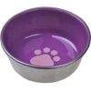Van Ness - Stainless Steel Non-Skid Cat Dish with Decorated Enamel Interior - Assorted - 8 oz