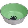 Van Ness - Stainless Steel Non-Skid Dish with Decorated Enamel Interior - Assorted - 24 oz