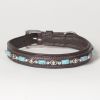 Hound?s Best - Small Beaded Rhinestone Leather Dog Collar "Papillon"