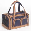 Hound?s Best - Deluxe Pet Travel Carrier - Navy With Genuine Leather Accents