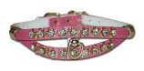 Leather Brothers - 5/16" Majestic Jewel Split Collar - Filigrees -  Post Ring - Pink - 12" length
