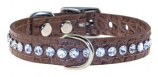 Leather Brothers - 1/2" Regular Leather Jewel Croco Collar - Mocha - 10" Length