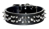 Leather Brothers - 1.75" Regular Latigo  Spike & Stud Collar - Black - 26" Length