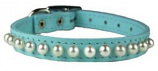 Leather Brothers - 3/8" Pocket Pups Pearl Adjustable Collar - Baby Blue - 9-11" Length