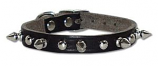 Leather Brothers - 1/2" Regular 1-Ply Latigo Spike & Stud Collar - Black - 14" Length