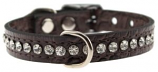 Leather Brothers - 1/2" Regular Leather Jewel Croco Collar - Chocolate - 14" Length