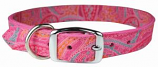 Leather Brothers - 1" Regular Paisley Leather Collar - Pink - 22" Length