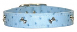Leather Brothers - 1" Regular Leather Faux Ostrich Bone Collar - Baby Blue - 24" Length