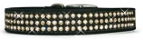 Leather Brothers - 1" Signature Leather 3-Row Crystal Collar - Black - 26" Length
