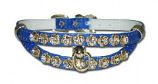Leather Brothers - 5/16" Majestic Jewel Split Collar - Filigrees -  Post Ring - Blue - 16" length