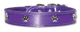 Leather Brothers - 1" Regular Leather Paw Ornament Collar - Metallic Purple - 22" Length