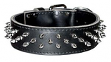 Leather Brothers - 2" Dee-in Front Latigo Full Spike Collar - Black - 23" Length