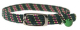 Leather Brothers - 3/8" Pattern Stretch Cat Collar - Green - 8-14" Length