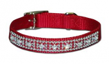 Leather Brothers - 5/8" Jewel Nylon Collar - Red - 14" Length