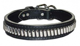 Leather Brothers - 1.25" Latigo Tapered Full Oblong Studded Collar - Black - 27" Length