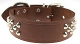Leather Brothers - 1.5" Regular Bully Leather Cone Studded Collar - 19" Length