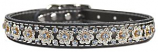 Leather Brothers - 3/4" Signature Leather Fancy Filigree Crystal Collar - Black - 20" Length