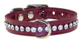 Leather Brothers - 1/2" Regular Leather Jewel Croco Collar - Red - 14" Length