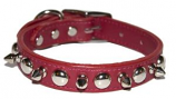 Leather Brothers - 1" Regular Leather Spike & Stud - Red - 24" Length
