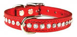 Leather Brothers - 1/2" Regular Leather Jewel Collar CTR D - Metallic Red - 16" Length