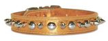 Leather Brothers - 1" Signature Leather Spike & Stud Collar - Metallic Apricot - 22" Length
