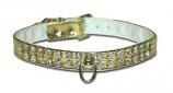 Leather Brothers - 1/2" Majestic 2-Row Jewel Post Ring Collar - Gold - 16" length