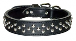 Leather Brothers - 1.25" Latigo Tapered  Full Dome Studded Collar - Black - 27" Length