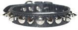 Leather Brothers - 3/4" Signature Leather Croco Spike & Stud Collar - Black - 16" Length