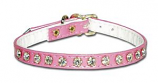 Leather Brothers - 5/16" Majestic Jeweled Vinyl Collar - Pink - 14" Length