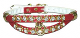 Leather Brothers - 5/16" Majestic Jewel Split Collar - Filigrees -  Post Ring - Red - 10" length