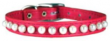 Leather Brothers - 3/8" Pocket Pups Pearl Adjustable Collar - Raspberry - 9-11" Length