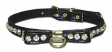 Leather Brothers - 3/8" Majestic Jeweled Bow & Center Dee Collar - Black - 16" Length