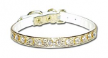 Leather Brothers - 5/16" Majestic Jeweled Vinyl Collar - gold -10" Length