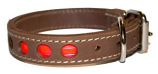 Leather Brothers - 1" Dee-In-Front 2-Ply Leather 1-Row Reflecto Collar - Brown - 23" Length