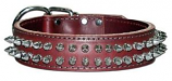 Leather Brothers - 1.5" Dee-in-Front Latigo Close Spike Collar - Burgundy - 29" Length