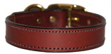 Leather Brothers - 1" Regular Leather Stitched Collar - Chestnut - 19" Length