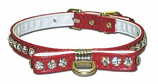 Leather Brothers - 3/8" Majestic Jeweled Bow & Center Dee Collar - Red - 14" Length