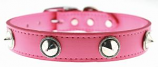 Leather Brothers - 1" Regular Leather Cone Ornament Collar - Pink - 26" Length