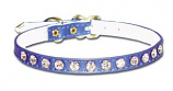 Leather Brothers - 5/16" Majestic Jeweled Vinyl Collar - Blue - 12" Length