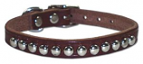 Leather Brothers - 1/2" Regular 1-Ply Latigo Studded Collar - Burgundy - 12" Length